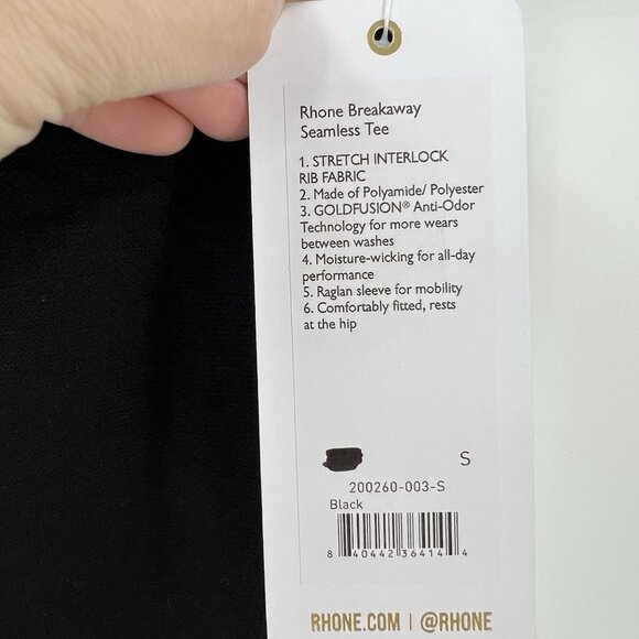 NWT Rhone Breakaway Seamless Tee Black Women's Small 5AM Club Athletic Exercise - Picture 5 of 6